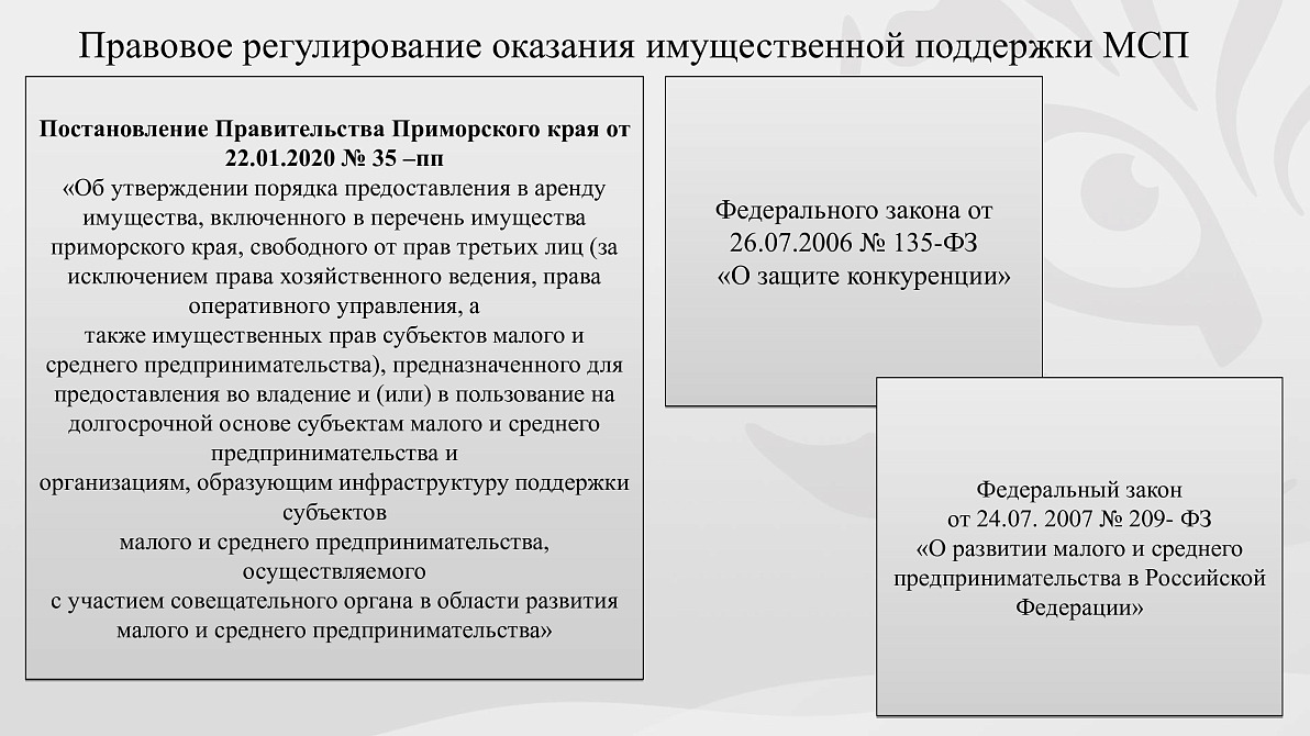 Имущественная поддержка: центр «Мой бизнес» Приморского края